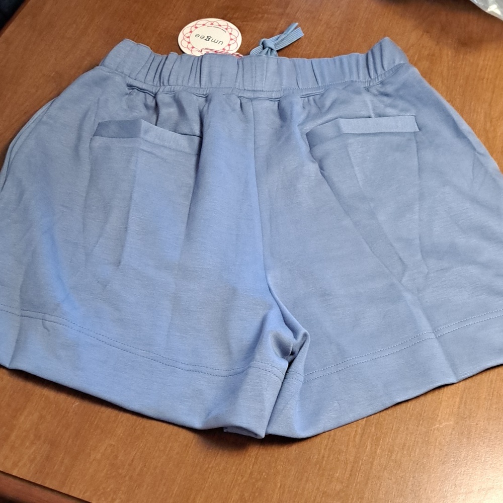 Umgee Casual Elastic Waist Blue Women’s Shorts - Picture 3 of 6